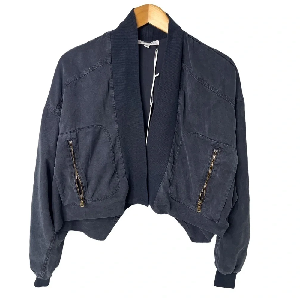 Young Fabulous and Broke Fara Cropped Convertible Jacket Blue Size Small - Picture 3 of 7